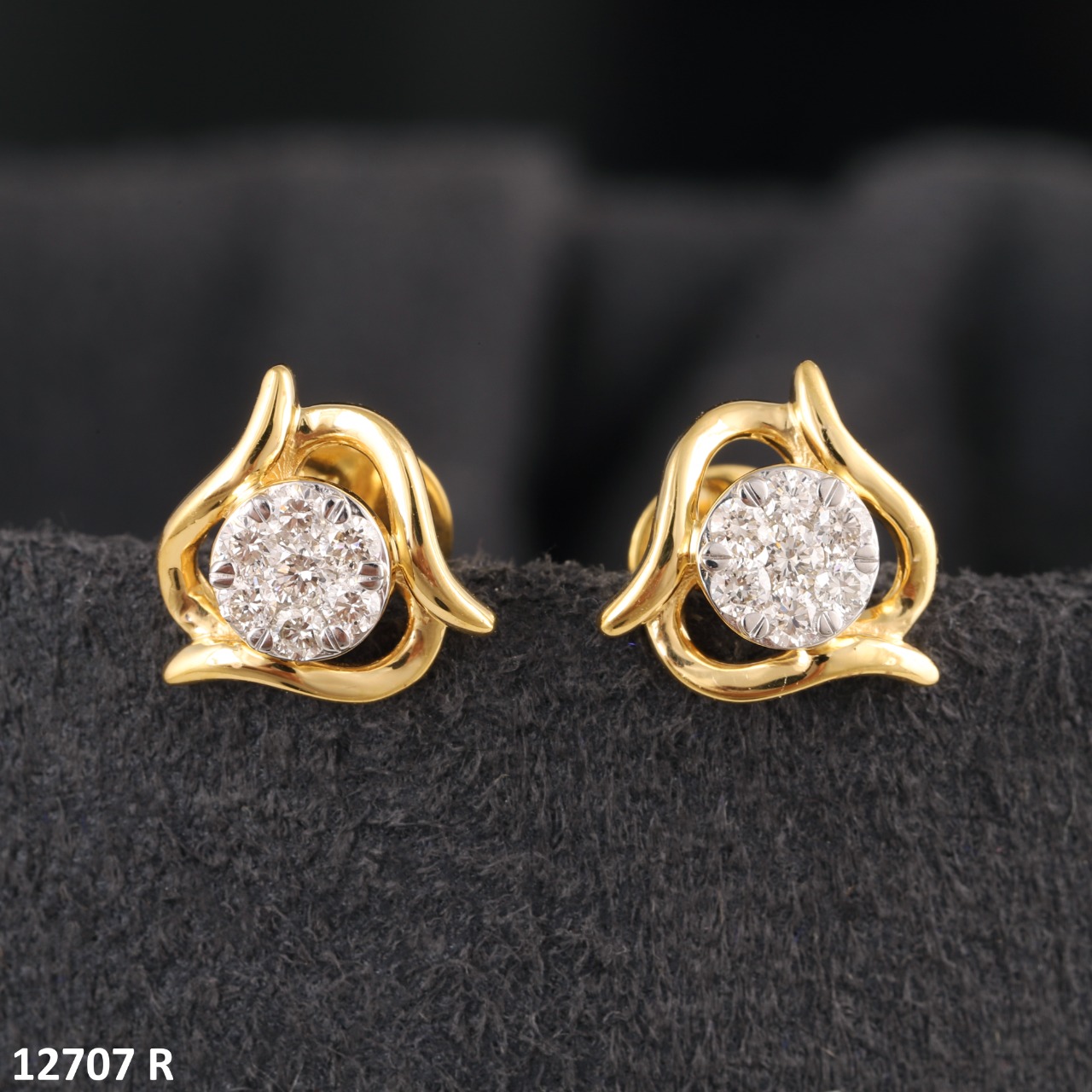 Gin Round Diamond Stud Earrings